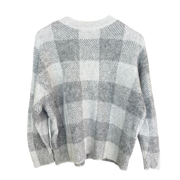 Vince Plaid Alpaca Mohair Sweater M Gray Buffalo Check Prep Western Old Money - Picture 5 of 7